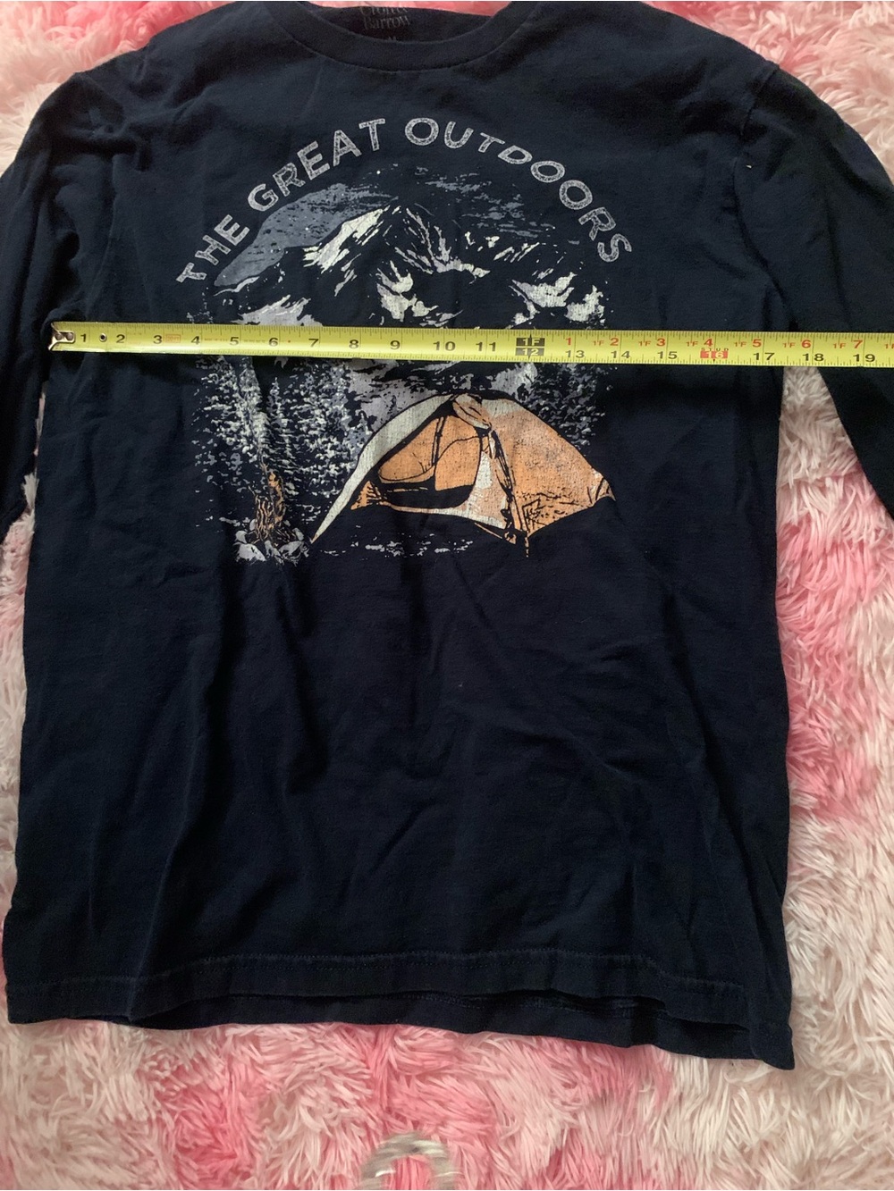 croft & barrow Navy Long Sleeve 'The Great Outdoors' Graphic Tee with Tan Tent